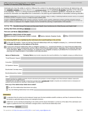 Conflict of Interest Disclosure Form