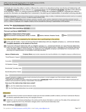 Conflict of Interest Disclosure Form
