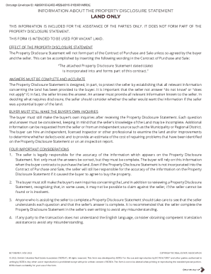 Property Disclosure Statement for Vacant Land