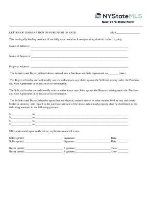 New York State Letter of Termination of Purchase of Sale