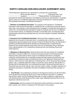 North Carolina Non-Disclosure Agreement