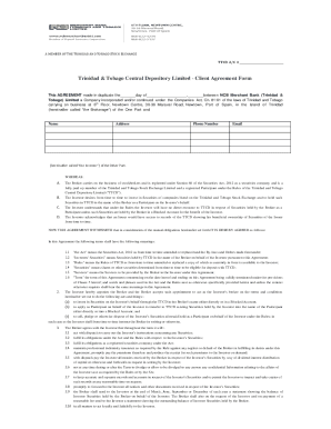Trinidad & Tobago Central Depository Client Agreement