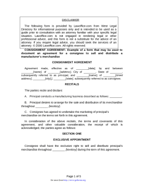 Consignment Agreement Template
