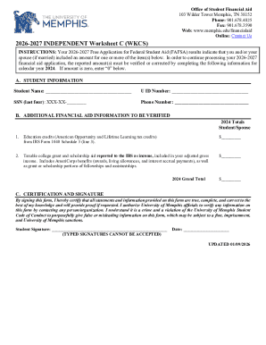 2026-2027 Independent Worksheet C