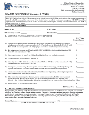 2026-2027 Independent Worksheet B