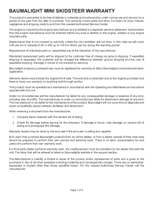 Baumalight Mini Skidsteer Warranty