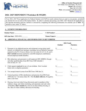 2026-2027 Dependent Worksheet B