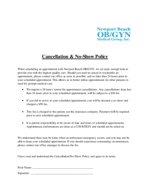 Cancellation & No-Show Policy