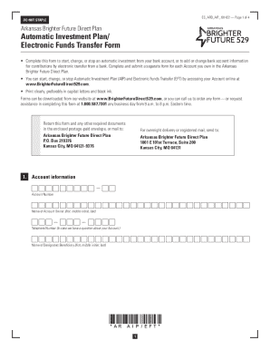 Arkansas Brighter Future 529 Automatic Investment Plan Form