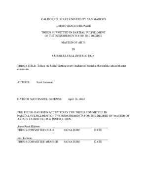 California State University Thesis Signature Page