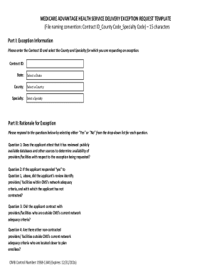 Medicare Advantage Health Service Delivery Exception Request