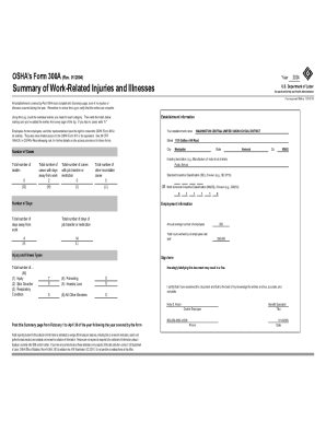 OSHA Form 300A Summary of Work-Related Injuries and Illnesses