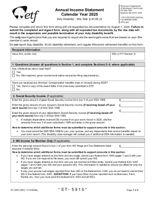Wisconsin Annual Income Statement of Employee Trust Funds