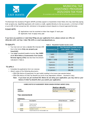 Municipal Tax Assistance Program Application