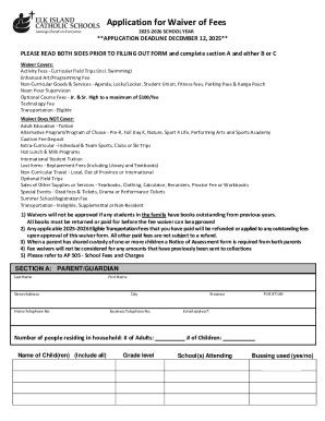 Application for Waiver of Fees