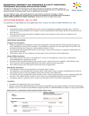 Residential Property Tax Assistance Application