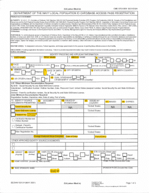 Department of the Navy Local Population ID Card Registration