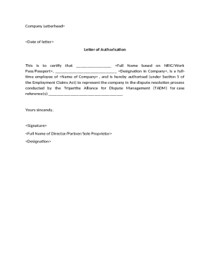 Letter of Authorisation