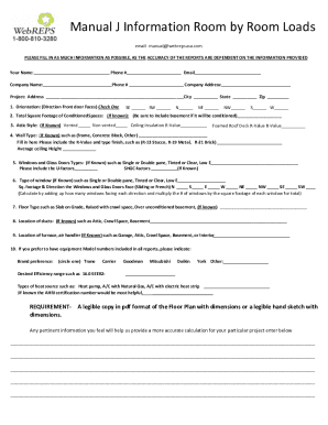Manual J Load Calculation Form