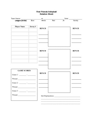 Volleyball Rotation Sheet