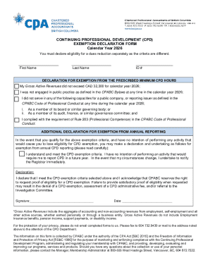 CPD Exemption Declaration Form