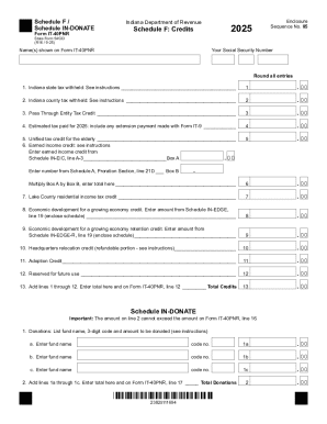 Indiana Schedule F Credits Form