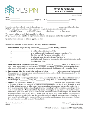 Massachusetts Offer to Purchase Real Estate Form