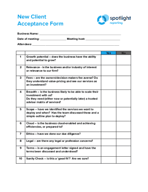 New Client Acceptance Form
