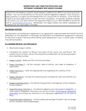 Stipulation and Settlement Agreement with Minor Children