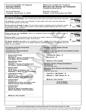 Virginia Sample Ballot