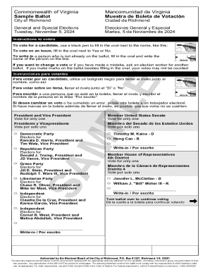 Virginia Sample Ballot