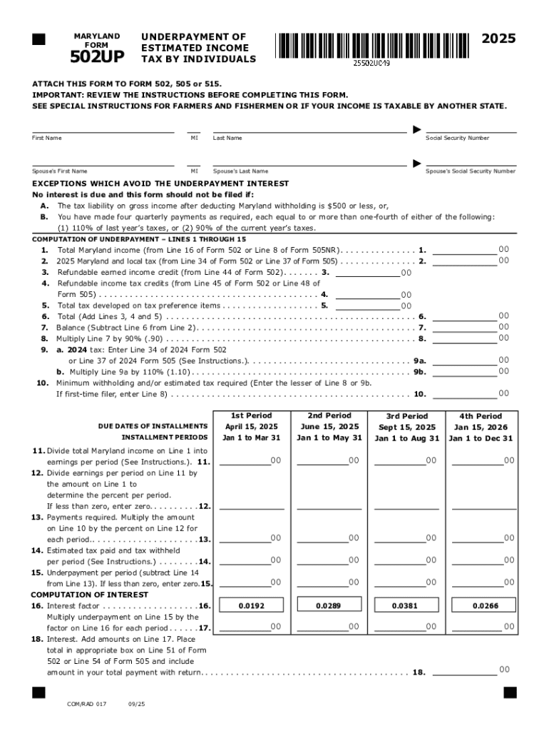 Desktop: Maryland Supported Individual Income Tax Forms Preview on Page 1