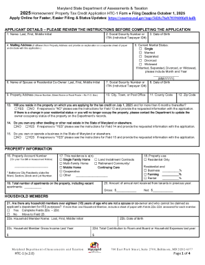 Homeowners' Property Tax Credit Application Form HTC (2026)