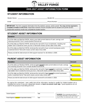 2026-2027 Student Asset Information Form