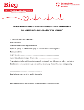 Authorization for Third-Party Pickup of Race Starter Pack