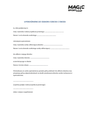 Child Pickup Authorization Form
