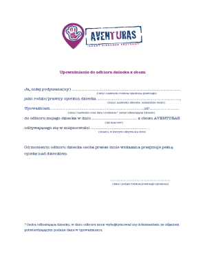 Child Pickup Authorization Form