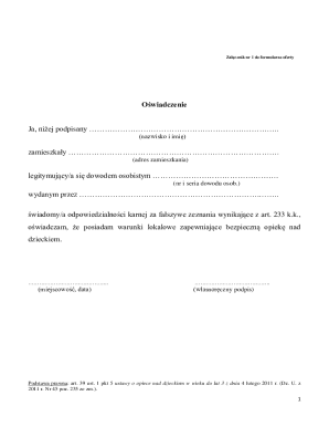Child Care Declaration Form
