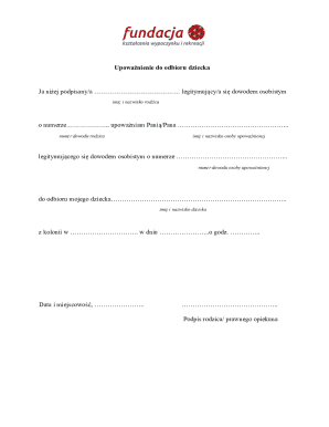 Child Pickup Authorization Form