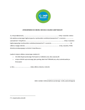 Child Pickup Authorization Form
