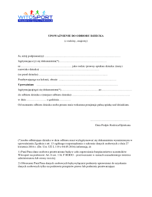 Child Pickup Authorization Form