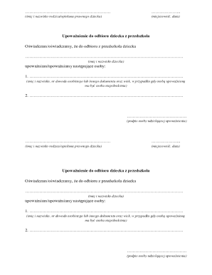 Child Pickup Authorization Form