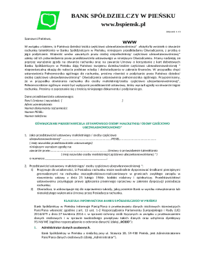 Bank Spółdzielczy in Pieńsk TalentKonto Consent Form