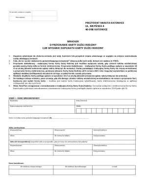 Application for Large Family Card