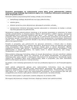 Proxy Voting Form for Agora S.A. Extraordinary General Meeting