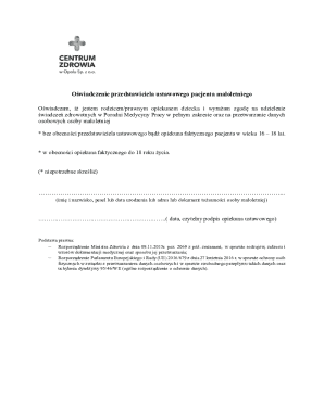 Minor Patient Legal Representative Consent Form
