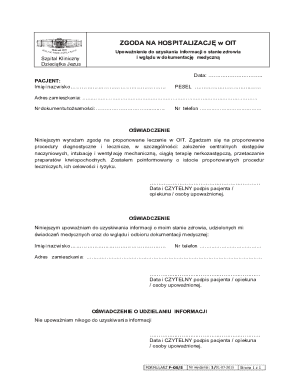 Hospitalization Consent Form
