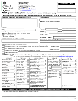 APHA General Testing Form