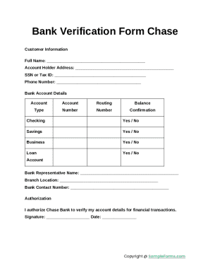 Chase Bank Verification Form