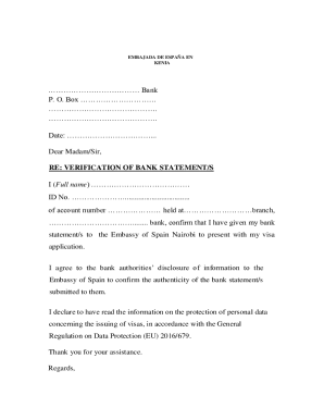 Bank Statement Verification Letter